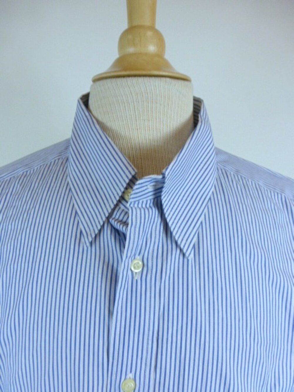 Trussardi blue white stripe dress shirt italy 17 made in Italy cotton button up